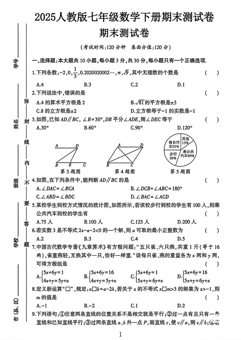 2025七年级下册期末