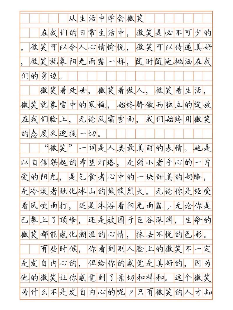 微笑地面对生活 作文