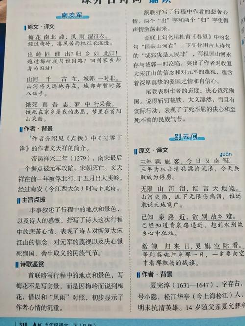 九年下册语文课外古诗有哪些？