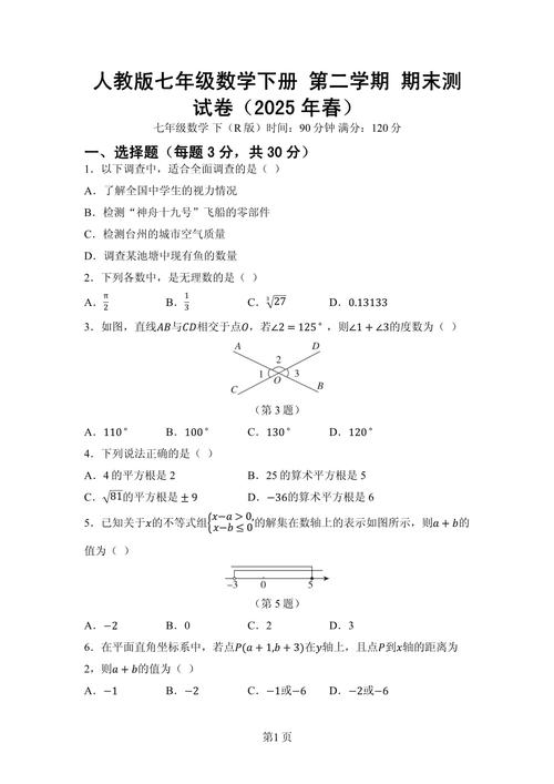 人教版七年级下册测试题