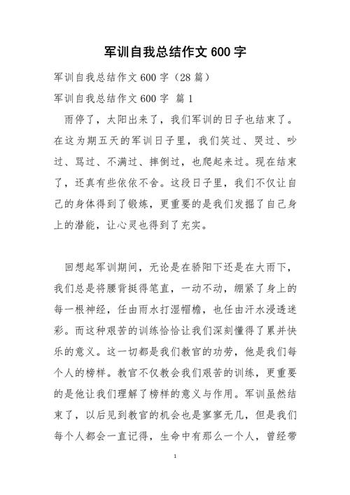 初中军训作文600字