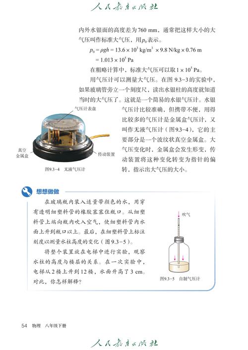 八年级下册物理课本内容