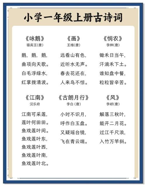 人教版小学必背古诗词有哪些？