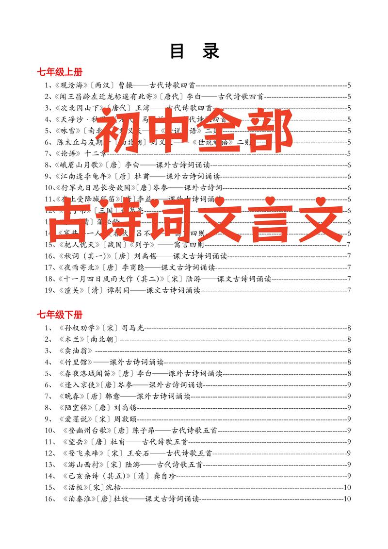 编版部中学语文古诗文