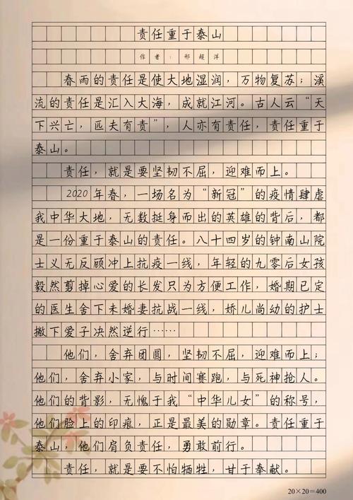 以负责为话题的作文