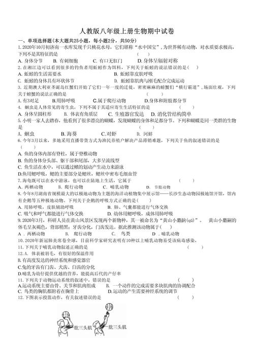 八年级上册生物基础训练