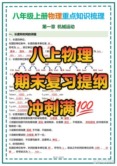 物理八年级上册复习资料重点难点有哪些？
