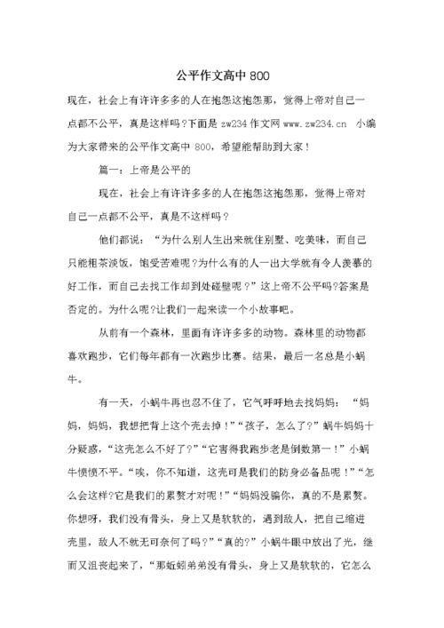 公平 高中作文素材