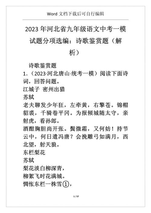 中考古诗鉴赏题民为贵