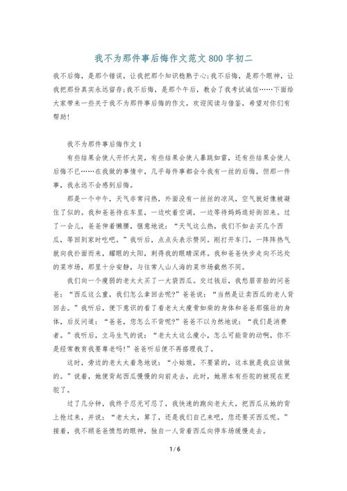 不后悔的那件事作文