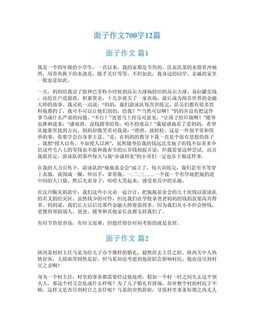 面子的作文800字