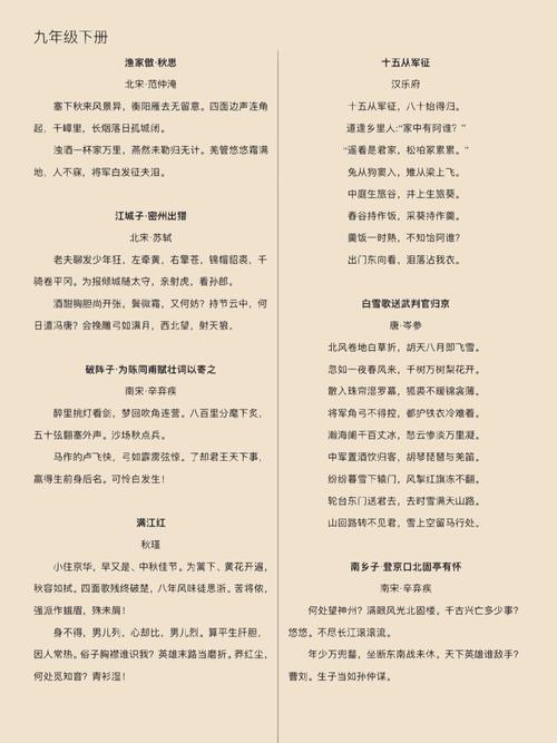 九年级下册古诗题考点有哪些？