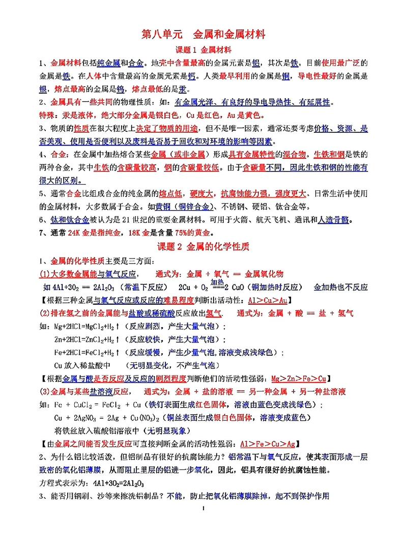 九年级化学知识点整理