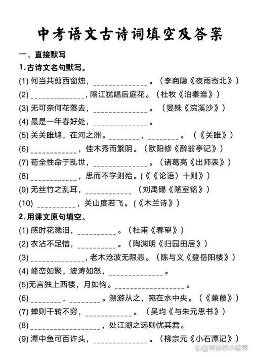 中考古诗文默写多少分