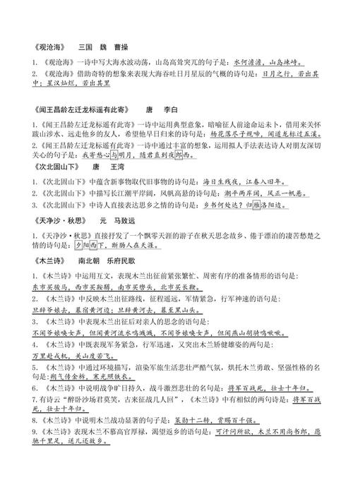 中考古诗文积累性默写