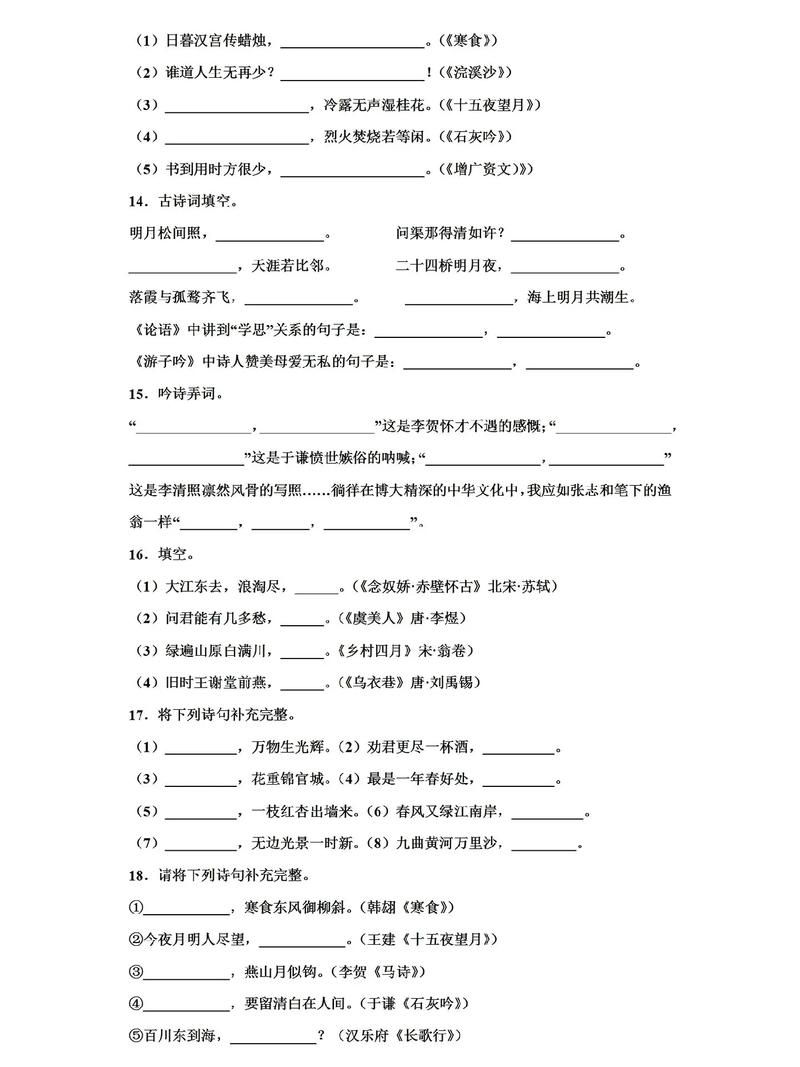 水调歌头中古诗词填空