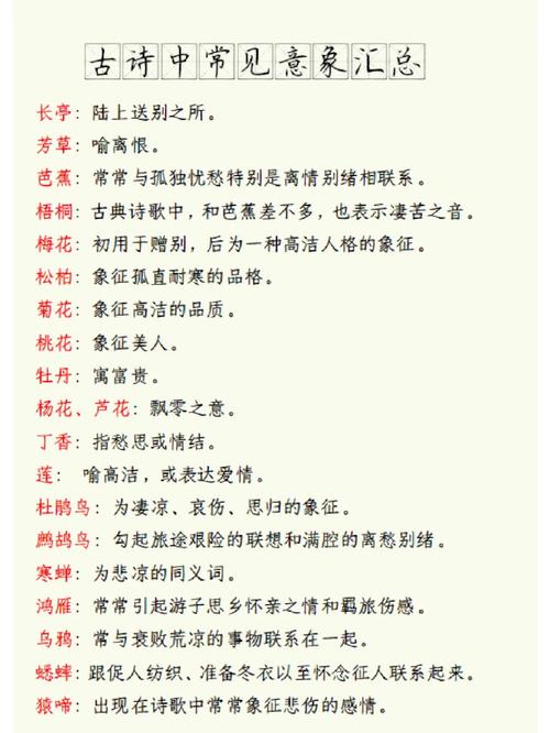 初中古诗中的意象大全
