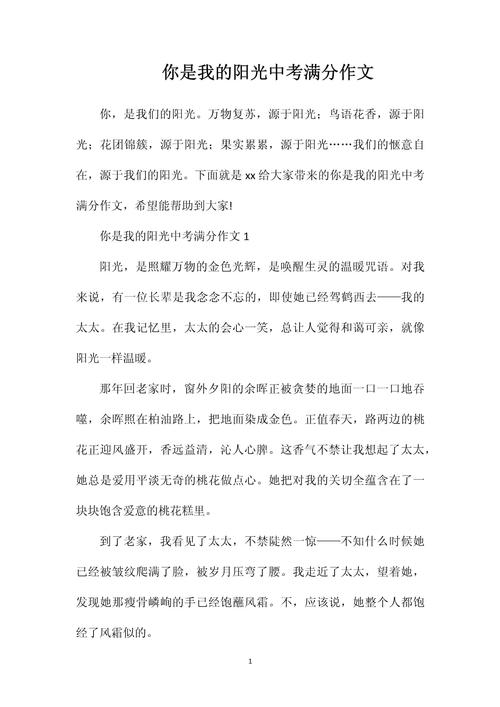 中考阳光满分作文，如何写出满分？