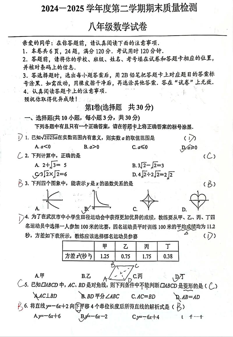 八年级下数学期末试卷考点有哪些？