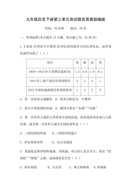 九年级历史下册材料题怎么答？