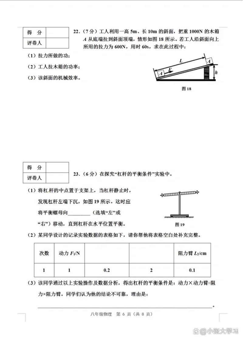 八年级下册物理复习题有哪些重点难点？