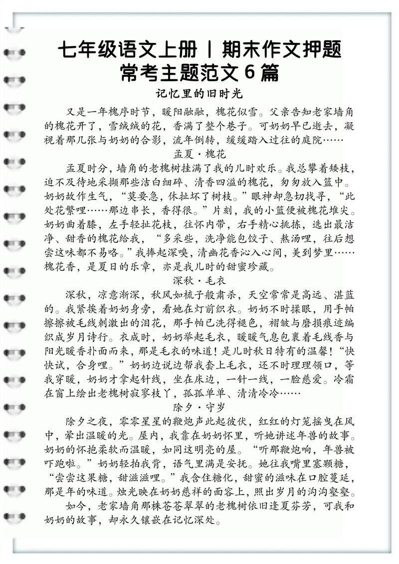 初一语文期末考作文