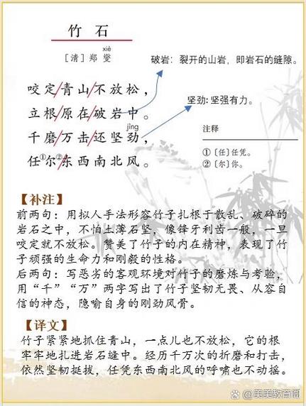 小学古诗竹石教学设计，如何突破重难点？