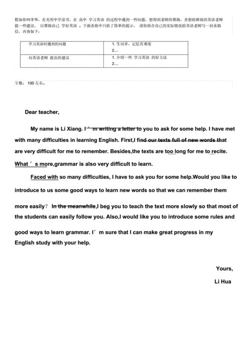 高中英语作文求助信如何写？