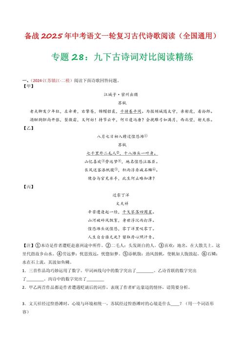 中考古诗鉴赏训练资料有哪些核心考点？