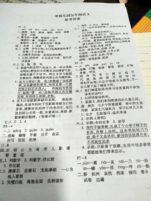 5年级语文练习册答案在哪里找？