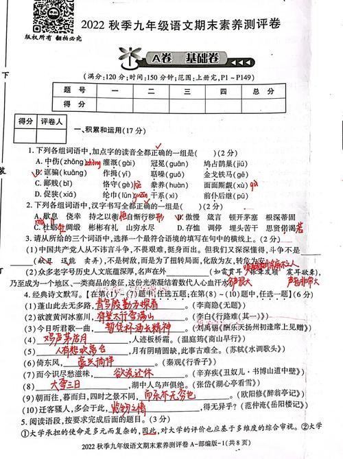 九年级语文期末测试题有何重点难点？