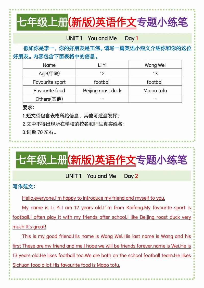 初一上学期英语作文怎么写？