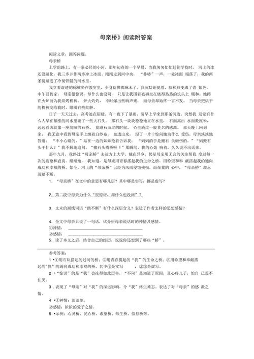 五年级桥阅读答案是什么?