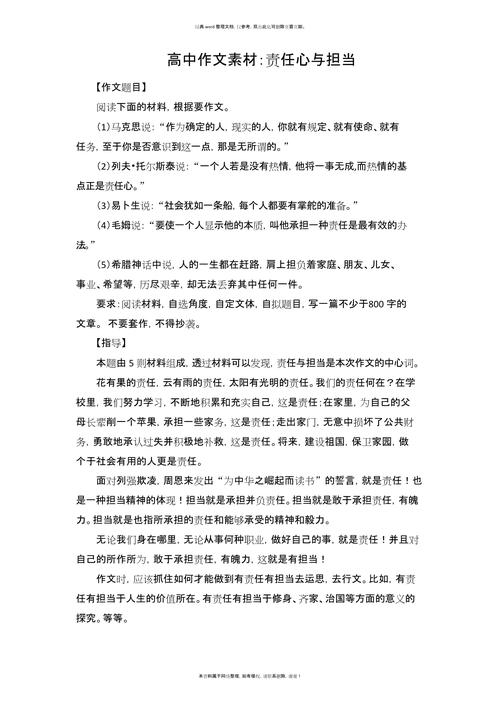 有关责任的作文素材