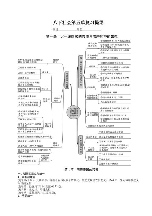 七年级历史与社会提纲核心考点有哪些？