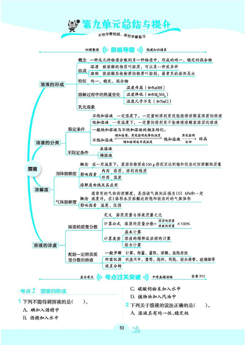 九年级化学九单元总结