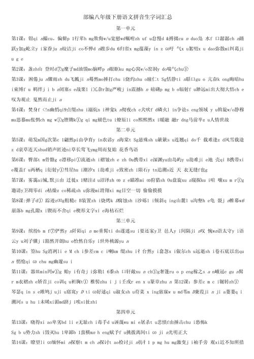 八年级下册语文生字词有哪些易错字？