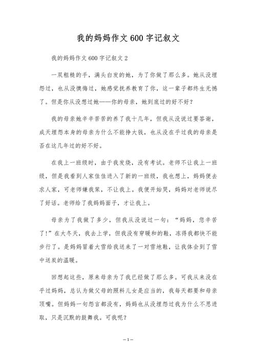 600字作文记叙文