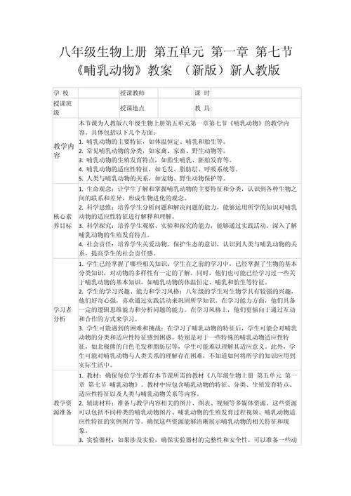 人教版七年级生物教案如何高效设计？