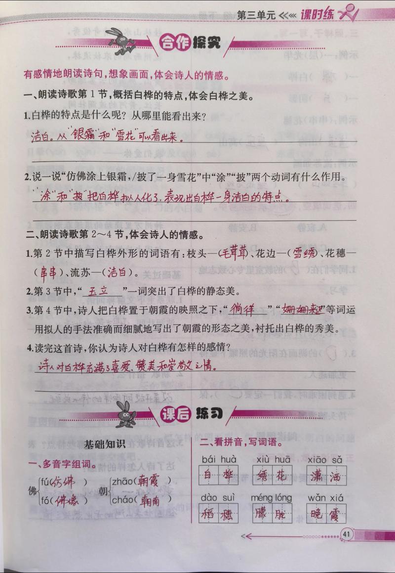 四年级语文练习册下册