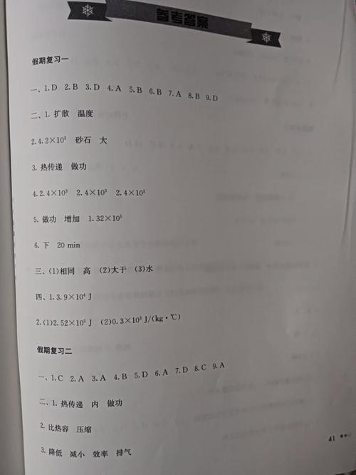 九年级物理 课后答案