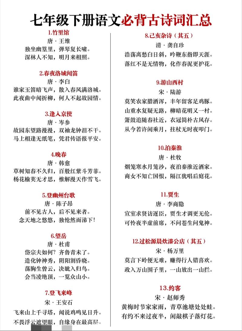 初中必背文言文古诗词