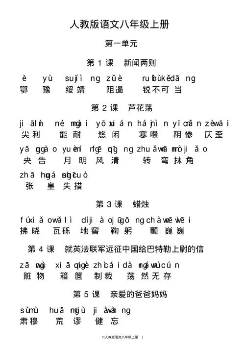 人教版八年级上册字词有哪些重点难点？