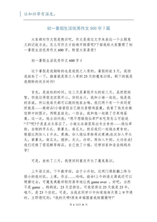 初一暑假经历作文，藏着哪些成长故事？