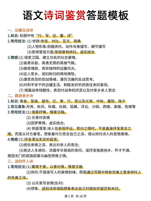 语文古诗鉴赏答题模板