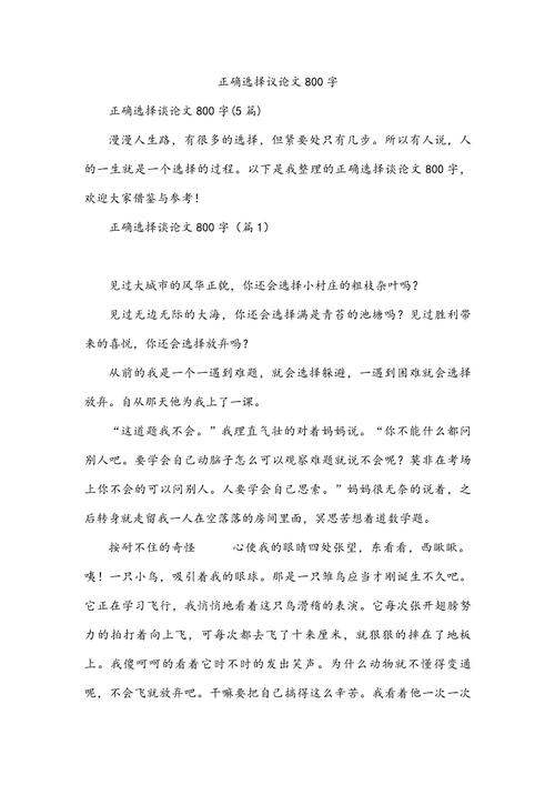 一次正确选择作文