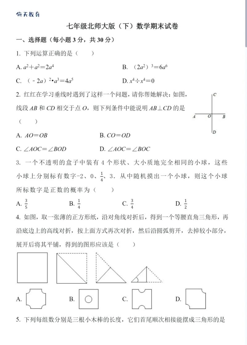 北师大七年级期末试卷有何重点难点？