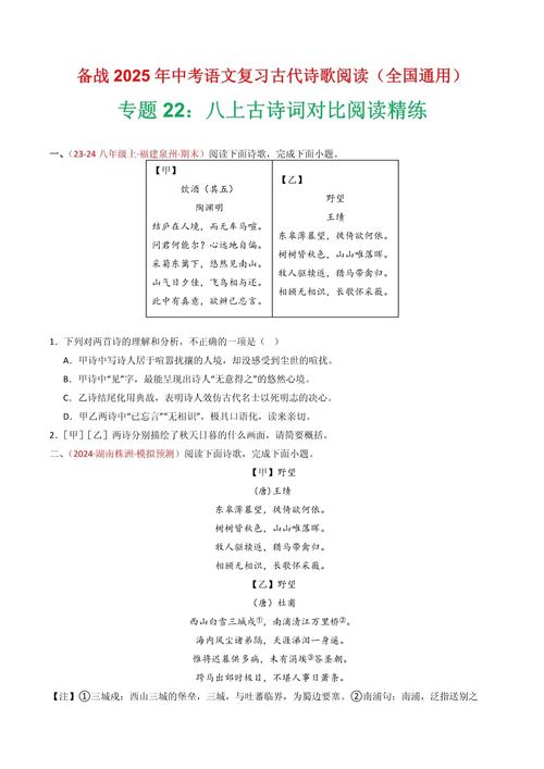 八年级古诗文阅读精练