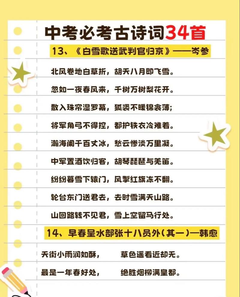 2025中考必考古诗有哪些？