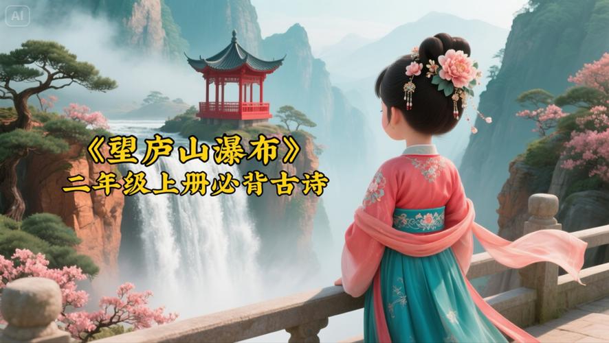 古诗望庐山瀑布PPT如何呈现瀑布意境?